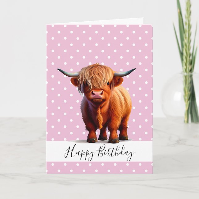 Carte BONJOUR D'ANNIVERSAIRE Pink GIRL LONG CHEVEUX CART (Devant)