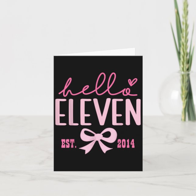 Carte Bonjour Eleven Est 2014 Rose Coquette Bow 11e Nais (Devant)