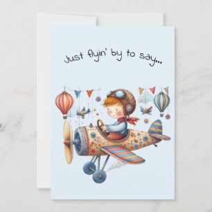 Carte Bonjour Enfant de l'Amitié Avion Fantaisiste en Vo
