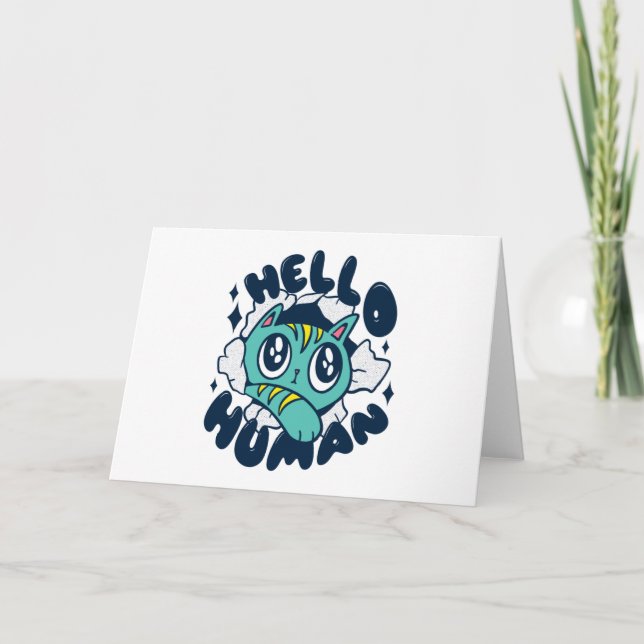 Carte Bonjour homme Cute Cat (Devant)