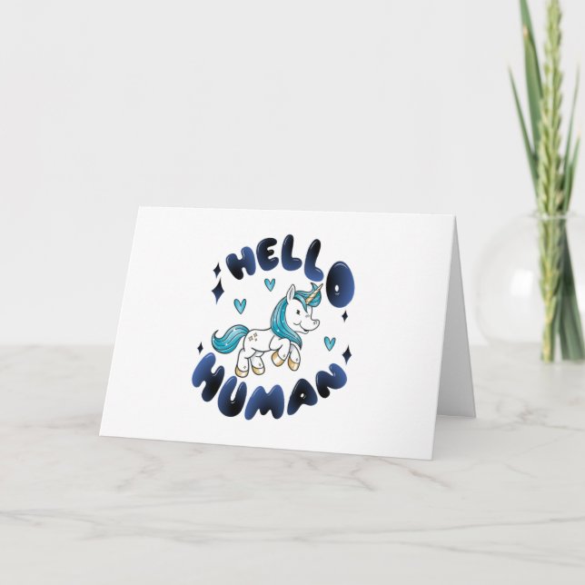 Carte Bonjour humain Lovely Unicorn (Devant)