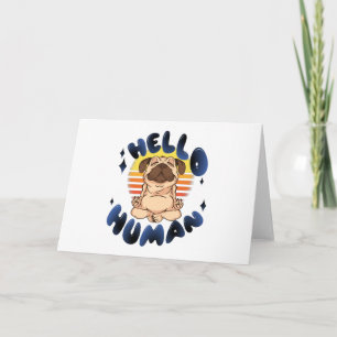 Carte Bonjour humain Méditer chien de yoga