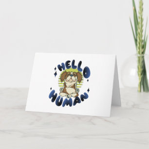 Carte Bonjour humain Méditer chien de yoga