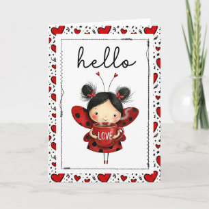 Carte Bonjour jolie fée coccinelle