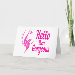Carte Bonjour Là Magnifique Jolie Dame La Typographie Du