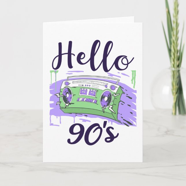 Carte Bonjour lecteur de cassettes radio 90s (Devant)