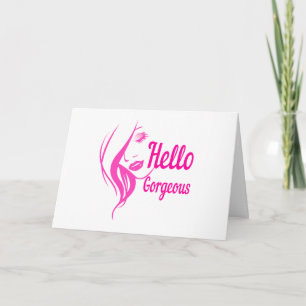 Carte Bonjour Magnifique Jolie Dame Visage Typographie