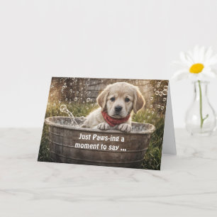 Carte Bonjour mignonne chiot du Laboratoire Jaune dans l
