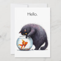 Bonjour Salut Chat Noir et Bol à Poisson Drôle