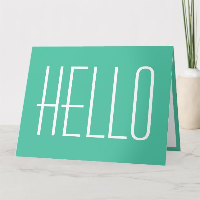 Carte Bonjour Simple Typographie Minimaliste Vert Modern (Devant)