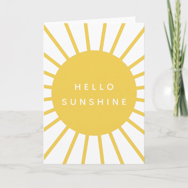 Carte Bonjour Sunshine | Sun Modern Scandi Mustard Jaune (Devant)