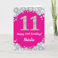 Bonne 11e anniversaire Hot rose et Parties scintil