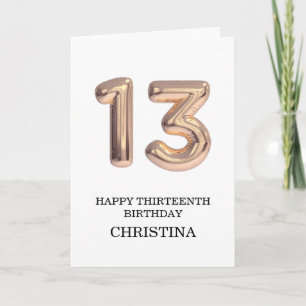Carte Bonne 13e anniversaire Rose Gold Girl personnalisé