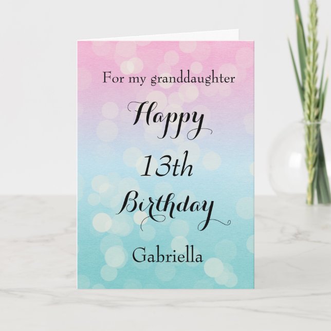 Carte Bonne 13ème anniversaire petite-fille (Devant)