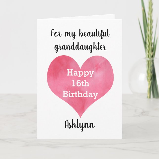 Carte Bonne 16ème anniversaire petite-fille (Devant)