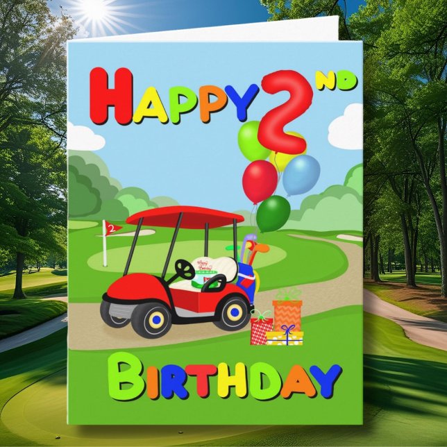 Carte Bonne 2e anniversaire Red Boys Golf Card (Créateur téléchargé)