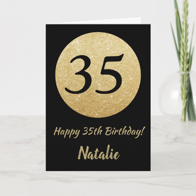 Carte Bonne 35e anniversaire Black and Gold Parties scin (Devant)