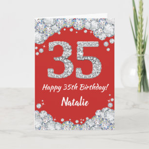 Carte Bonne 35e anniversaire Parties scintillant rouge e