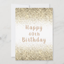 Carte Bonne 40ème Parties scintillant d'or Typographie C