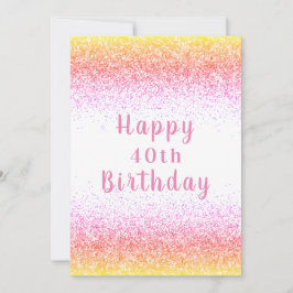 Carte Bonne 40ème Parties scintillant rose Typographie C