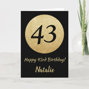 Carte Bonne 43e anniversaire Black and Gold Parties scin
