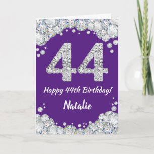 Carte Bonne 44e anniversaire Parties scintillant violet