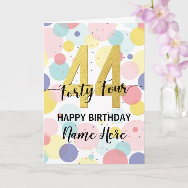 Carte Bonne 44ème anniversaire Pastel Rainbow Gold Woman (Orchidée)