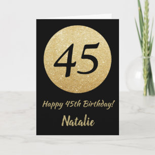 Carte Bonne 45e anniversaire Black and Gold Parties scin