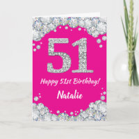 Bonne 51e anniversaire Hot rose et Parties scintil