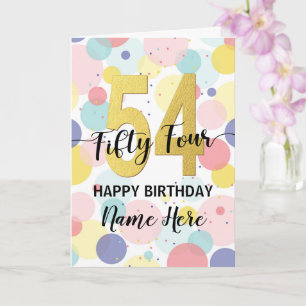 Carte Bonne 54ème anniversaire Pastel Rainbow Gold Woman