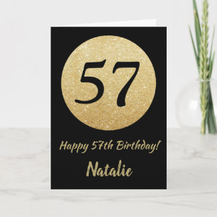 Carte Bonne 57e anniversaire Black and Gold Parties scin