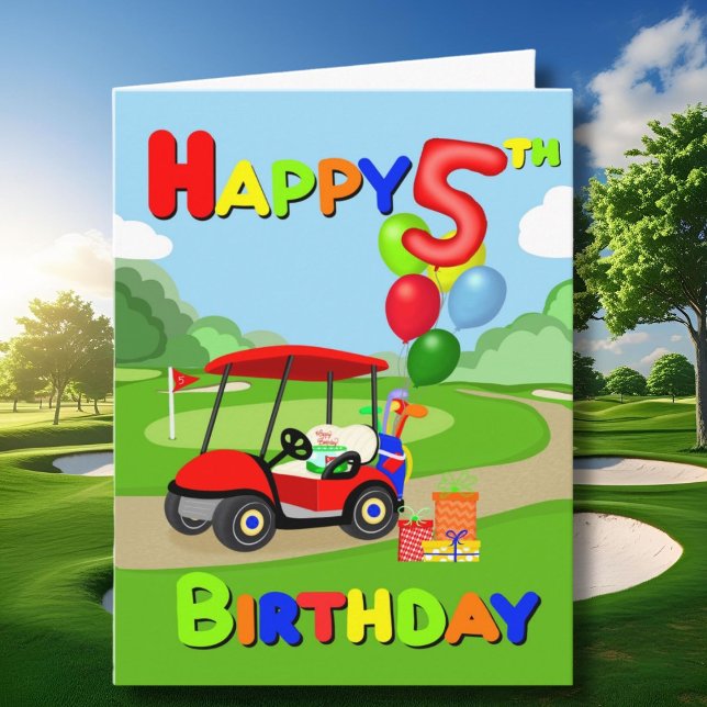 Carte Bonne 5e anniversaire Red Boys Golf Card (Créateur téléchargé)