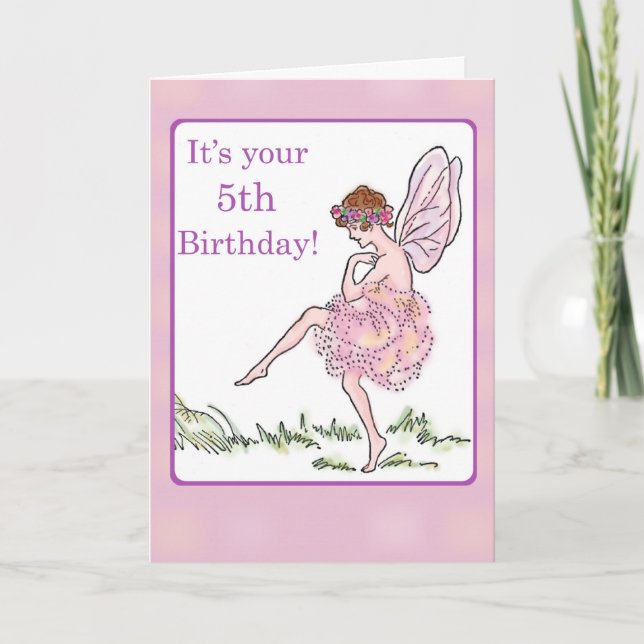 Carte Bonne 5e fête d'anniversaire pour fille (Devant)