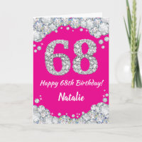 Bonne 68e anniversaire Hot rose et Parties scintil