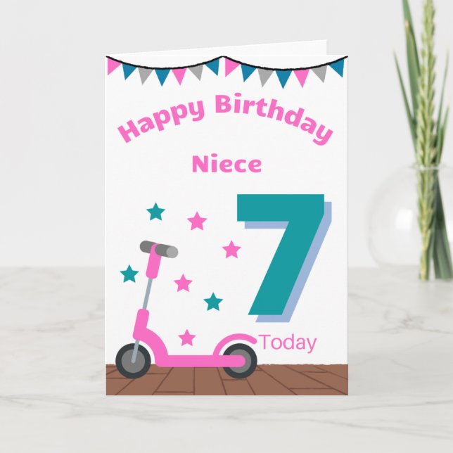 Carte Bonne 7ème anniversaire nièce (Devant)