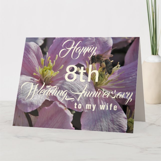 Carte Bonne 8e anniversaire de Mariage Salutation des fe (Devant)