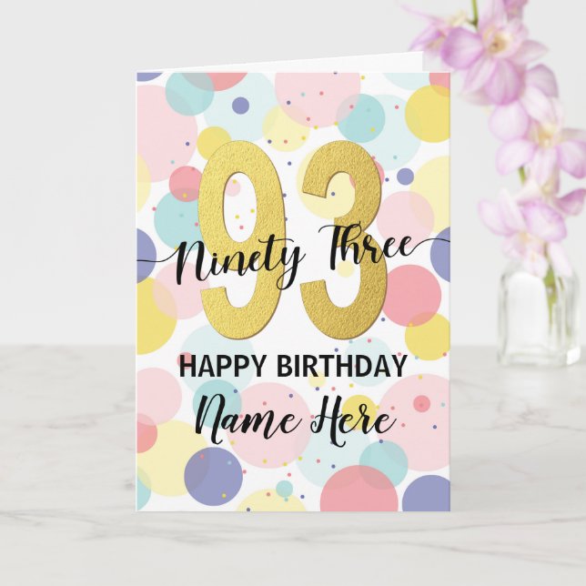 Carte Bonne 93ème anniversaire Pastel Rainbow Gold Woman (Orchidée)