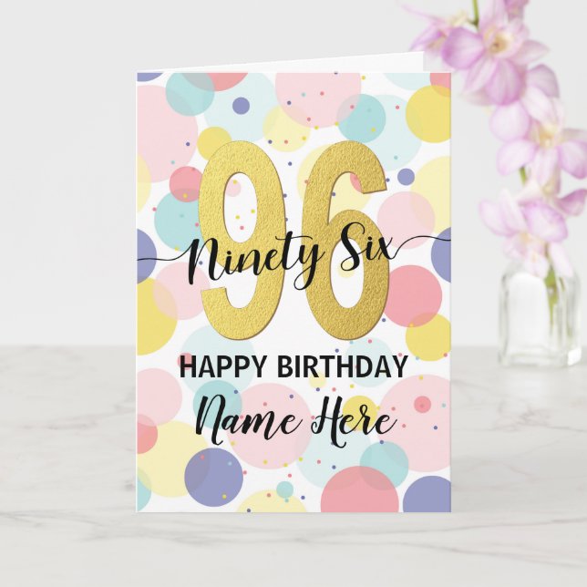 Carte Bonne 96ème anniversaire Pastel Rainbow Gold Woman (Orchidée)