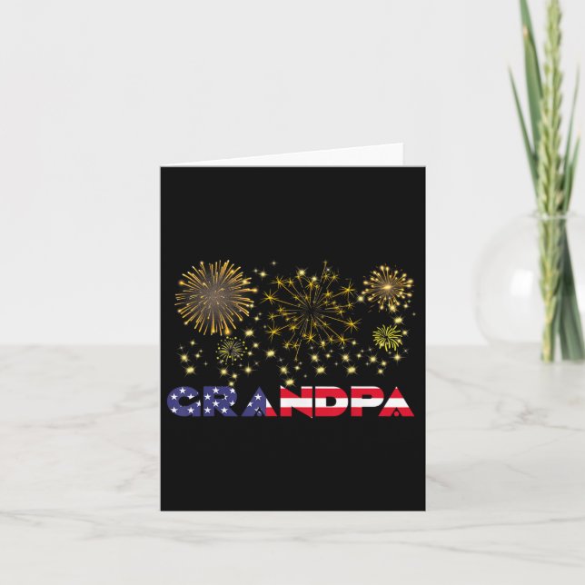Carte Bonne année 2025 Grand-père Drapeau américain Fami (Devant)