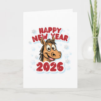 Carte Bonne année 2026 : Année du Cheval mascotte