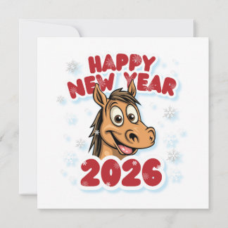 Carte Bonne année 2026 : Année du Cheval Mascotte