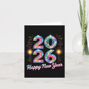 Carte Bonne année 2026 Boule disco Rétro Famille Matchi