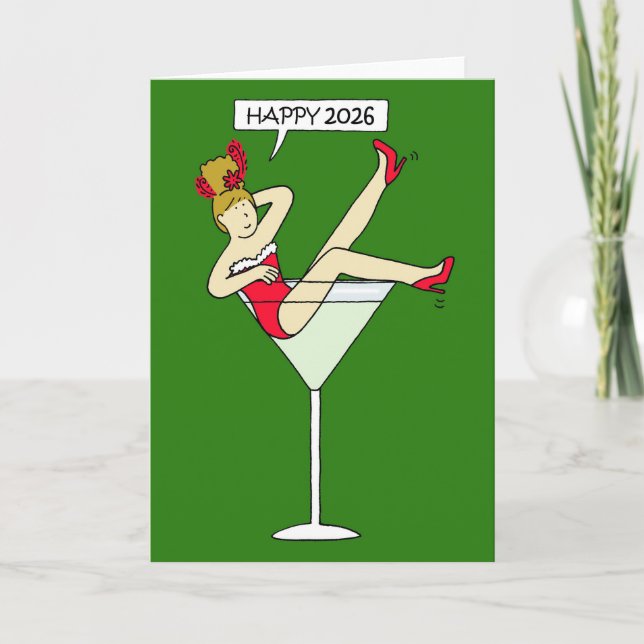 Carte Bonne année 2026 Cartoon Lady Card (Devant)