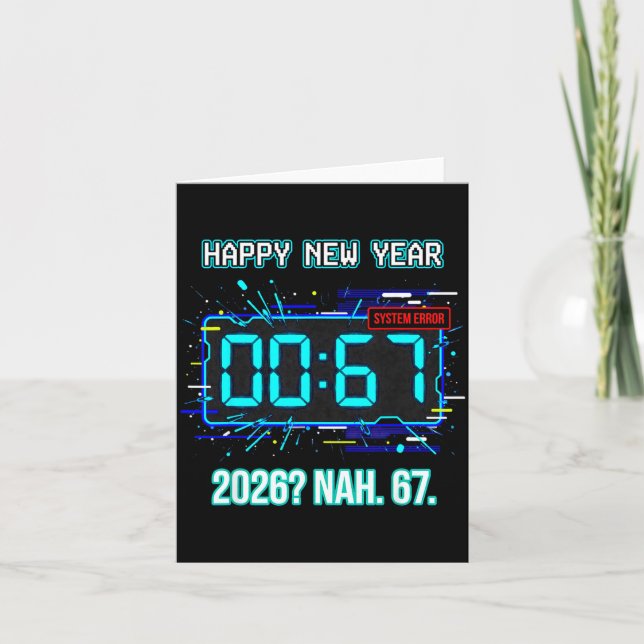 Carte Bonne année 2026 Humour Horloge 6 7 Erreur Système (Devant)