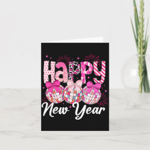 Carte Bonne année 2026 Nk Coquette Nœud Disco Ball Feu