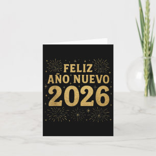 Carte Bonne Année 2026 Nouvel An Espagnol Or Feu d'Artif