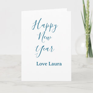 Carte Bonne année ajouter nom amour bleu simple minimal