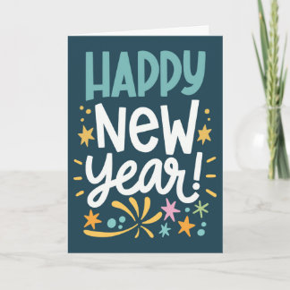 Carte Bonne année avec feux d'artifice