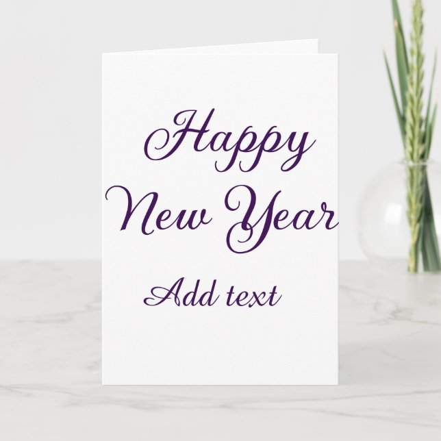 Carte Bonne année calligraphie violette simple minimale  (Devant)