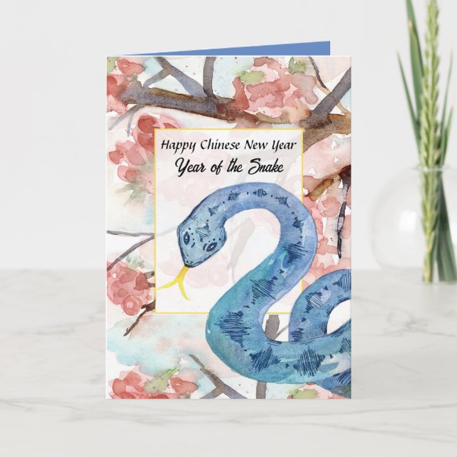 Carte Bonne Année Chinoise Du Serpent (Devant)